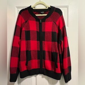 Torrid Red and Black Plaid Cardigan
